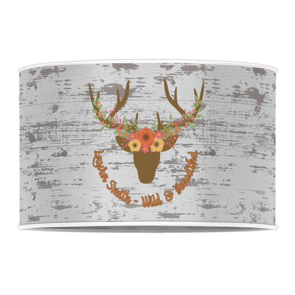 Floral Antler 12" Drum Lampshade - FRONT (Poly Film)