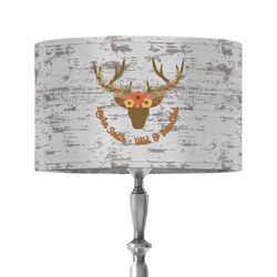 Floral Antler 12" Drum Lamp Shade - Fabric (Personalized)
