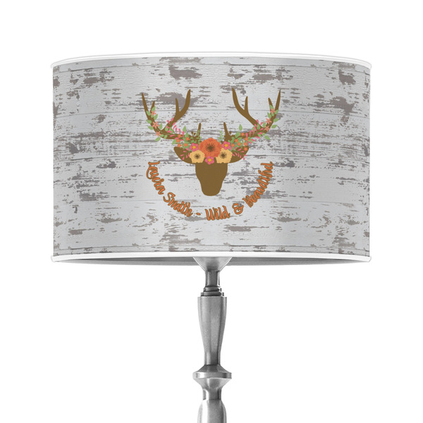 Custom Floral Antler 12" Drum Lamp Shade - Poly-film (Personalized)