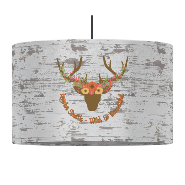 Floral Antler 12" Drum Lampshade - PENDANT (Fabric)