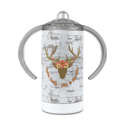 Floral Antler 12 oz Stainless Steel Sippy Cup (Personalized)