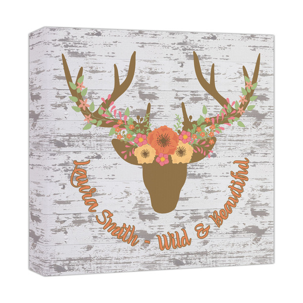 Custom Floral Antler Canvas Print - 12x12 (Personalized)