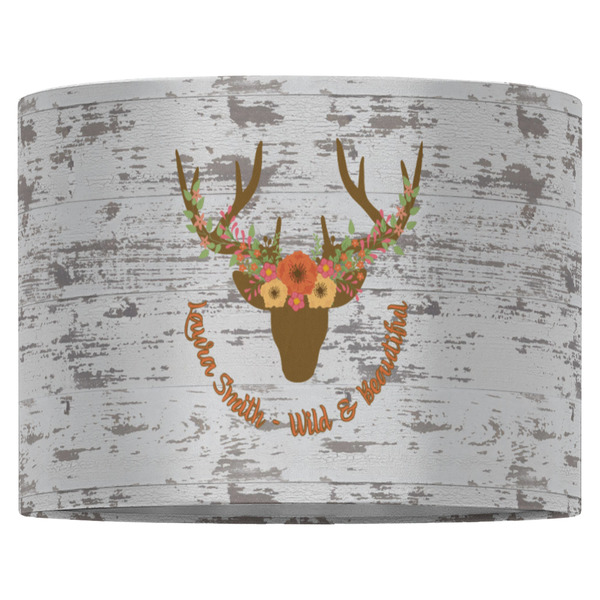 Floral Antler 16" Drum Lampshade - FRONT (Fabric)