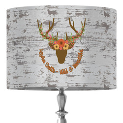 Floral Antler 16" Drum Lamp Shade - Fabric (Personalized)