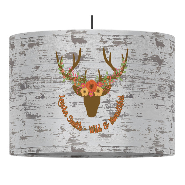 Custom Floral Antler Drum Pendant Lamp (Personalized)