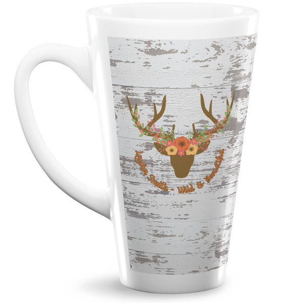 Custom Floral Antler Latte Mug (Personalized)