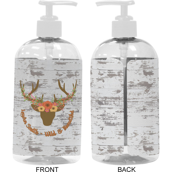 Floral Antler 16 oz Plastic Liquid Dispenser- Approval- White