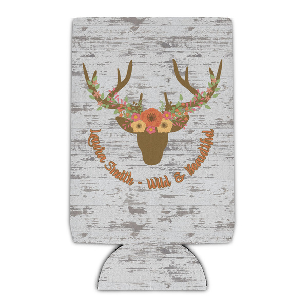 Custom Floral Antler Can Cooler (16 oz) (Personalized)