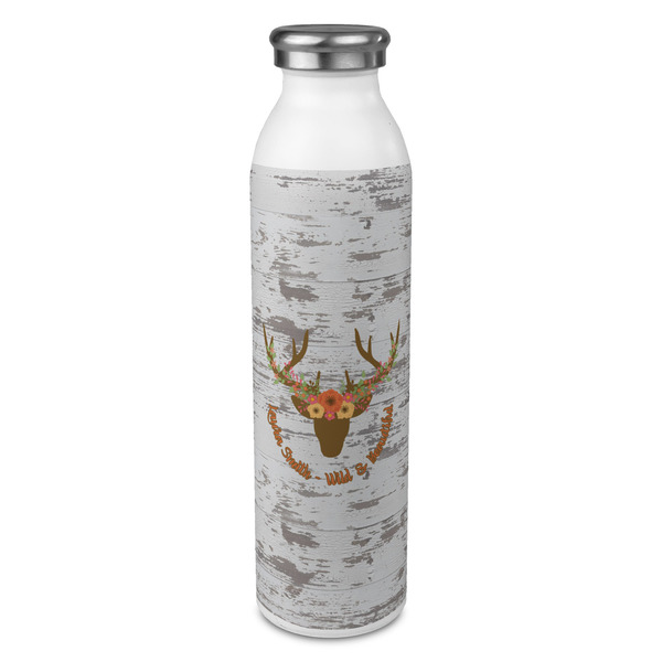 Custom Floral Antler 20oz Stainless Steel Water Bottle - Full Print (Personalized)