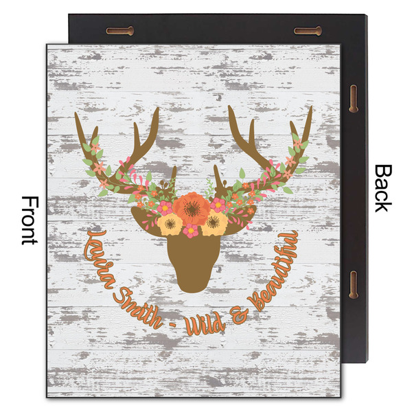 Floral Antler 20x24 Wood Print - Front & Back View