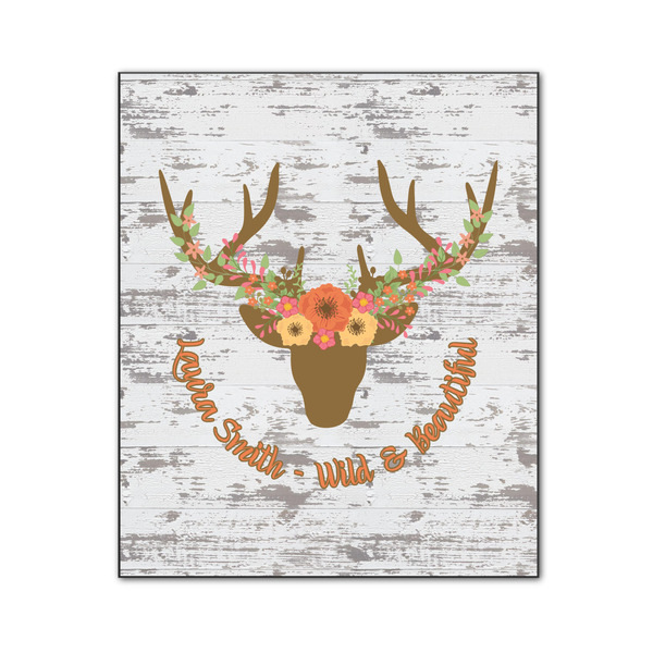 Floral Antler 20x24 Wood Print - Front View