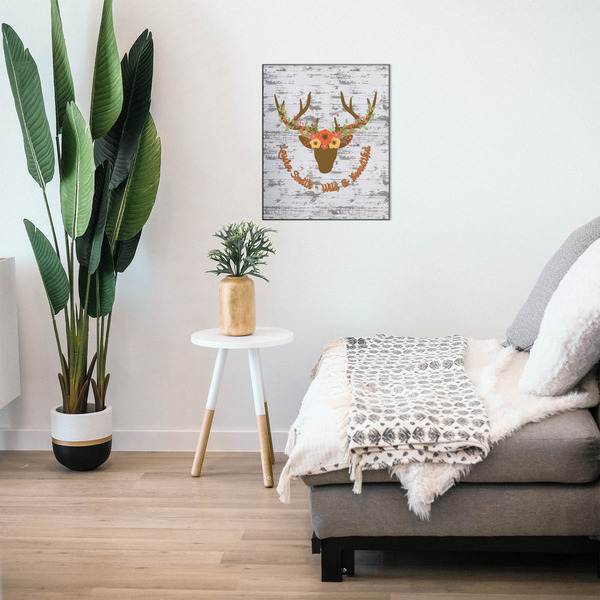 Floral Antler 20x24 Wood Print - In Context