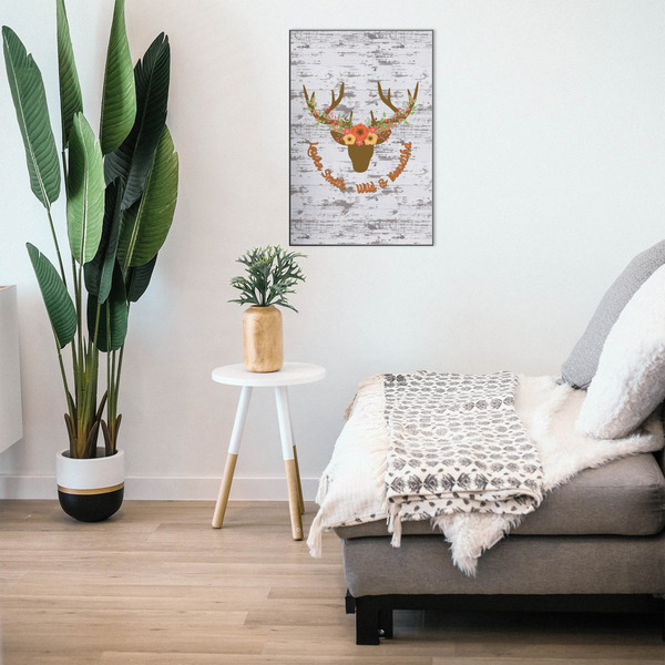 Floral Antler 20x30 Wood Print - In Context