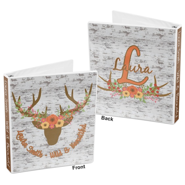 Floral Antler 3-Ring Binder Front and Back