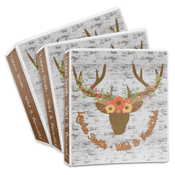 Custom Floral Antler 3-Ring Binder (Personalized)