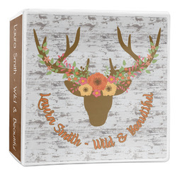 Floral Antler 3-Ring Binder - 2 inch (Personalized)