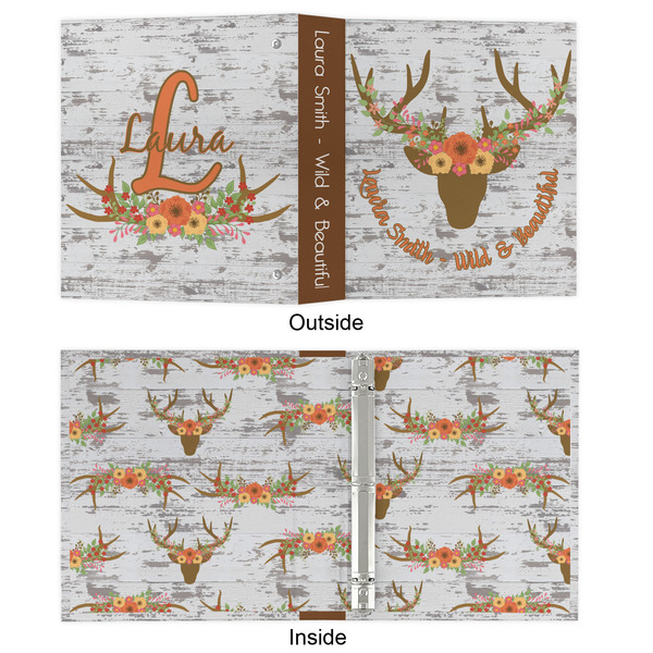 Floral Antler 3 Ring Binders - Full Wrap - 1" - APPROVAL