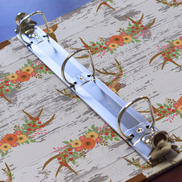 Floral Antler 3 Ring Binders - Full Wrap - 1" - DETAIL