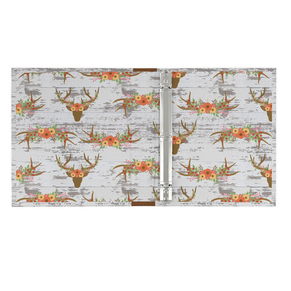 Floral Antler 3 Ring Binders - Full Wrap - 1" - OPEN INSIDE