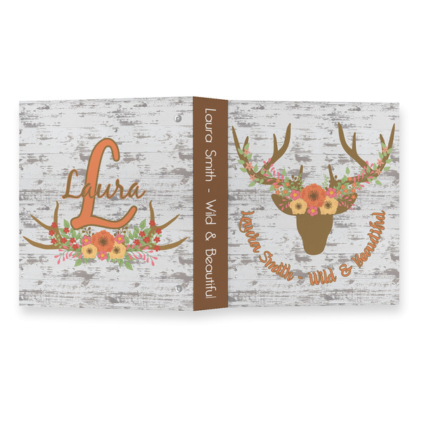 Floral Antler 3 Ring Binders - Full Wrap - 1" - OPEN OUTSIDE
