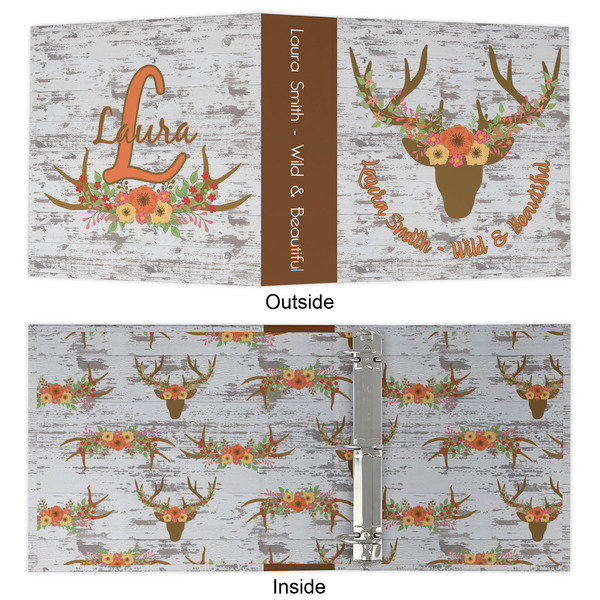 Floral Antler 3 Ring Binders - Full Wrap - 2" - APPROVAL