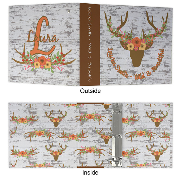 Floral Antler 3 Ring Binders - Full Wrap - 3" - APPROVAL