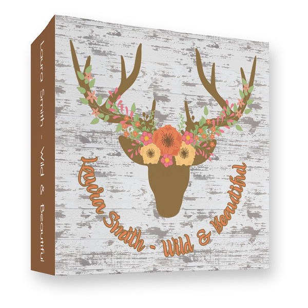Custom Floral Antler 3 Ring Binder - Full Wrap - 3" (Personalized)