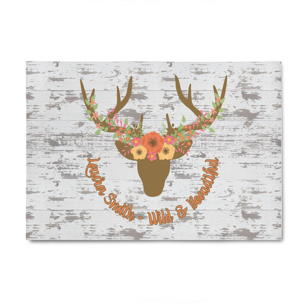 Custom Floral Antler 4' x 6' Indoor Area Rug (Personalized)