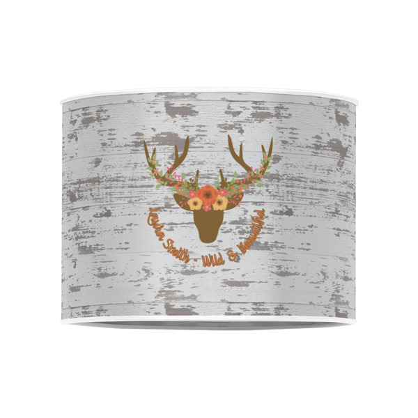 Floral Antler 8" Drum Lampshade - FRONT (Poly Film)