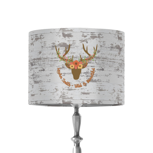 Custom Floral Antler 8" Drum Lamp Shade - Fabric (Personalized)