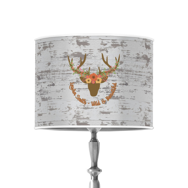 Custom Floral Antler 8" Drum Lamp Shade - Poly-film (Personalized)