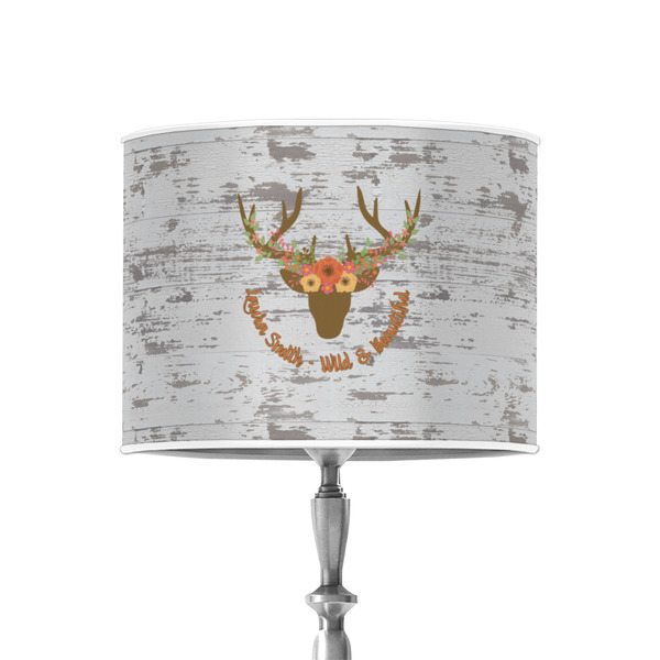 Floral Antler 8" Drum Lampshade - ON STAND (Poly Film)