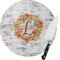 Floral Antler Round Glass Cutting Board - Small (Personalized)