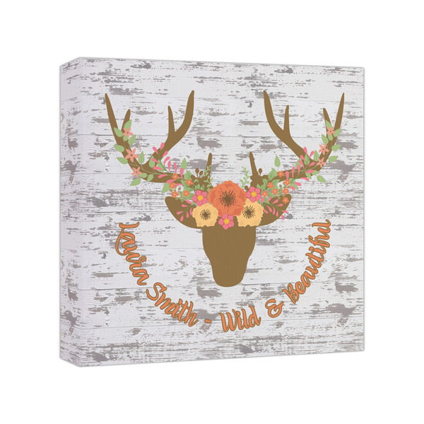 Custom Floral Antler Canvas Print - 8x8 (Personalized)