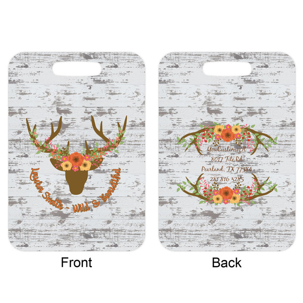 Floral Antler Aluminum Luggage Tag (Front + Back)