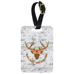 Floral Antler Metal Luggage Tag w/ Name or Text
