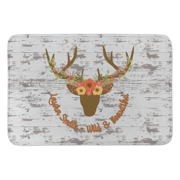 Custom Floral Antler Anti-Fatigue Kitchen Mat (Personalized)