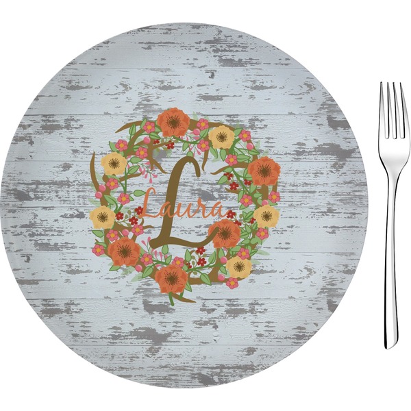 Custom Floral Antler 8" Glass Appetizer / Dessert Plates - Single or Set (Personalized)