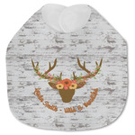 Floral Antler Jersey Knit Baby Bib w/ Name or Text
