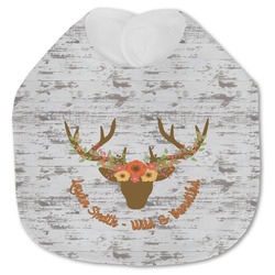 Floral Antler Jersey Knit Baby Bib w/ Name or Text