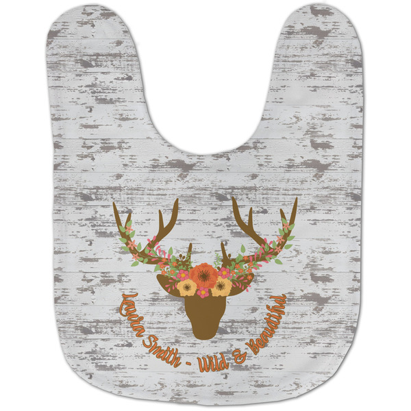 Floral Antler Baby Bib - AFT flat