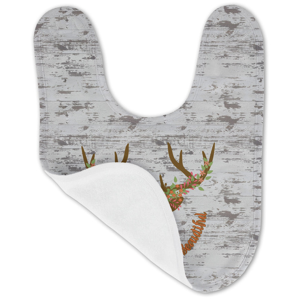 Floral Antler Baby Bib - AFT folded