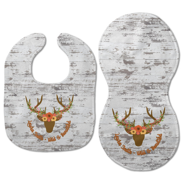 Floral Antler Baby Bib & Burp Set - Approval (new bib & burp)