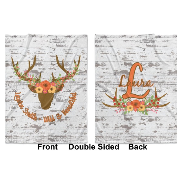 Floral Antler Baby Blanket (Double Sided - Printed Front and Back)