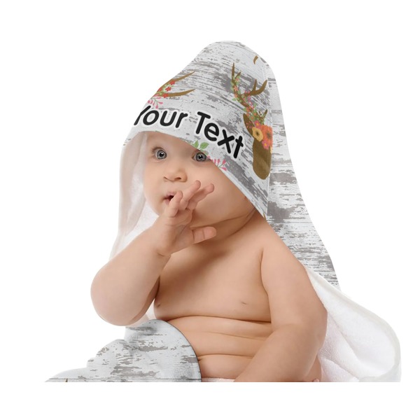Floral Antler Baby Hooded Towel on Child