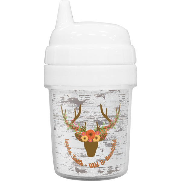 Custom Floral Antler Baby Sippy Cup (Personalized)