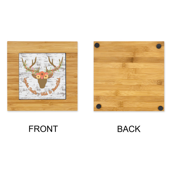 Floral Antler Bamboo Trivet with 6" Tile - APPROVAL