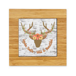 Floral Antler Bamboo Trivet with Ceramic Tile Insert (Personalized)