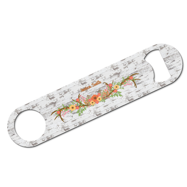 Custom Floral Antler Bar Bottle Opener w/ Name or Text