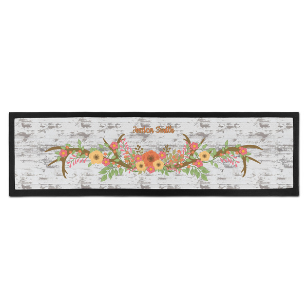 Custom Floral Antler Bar Mat - Large (Personalized)